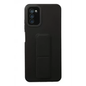 Newface Samsung Galaxy A03S Kılıf Mega Standlı Silikon - Siyah