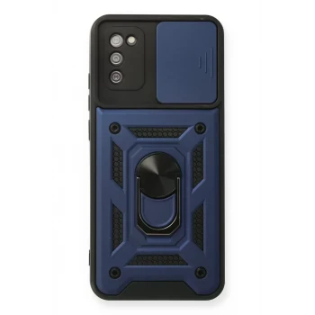 Newface Samsung Galaxy A03S Kılıf Pars Lens Yüzüklü Silikon - Lacivert