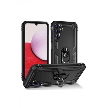 Newface Samsung Galaxy A04S Kılıf Sofya Yüzüklü Silikon Kapak - Siyah