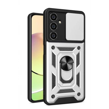Newface Samsung Galaxy A05S Kılıf Pars Lens Yüzüklü Silikon - Gümüş