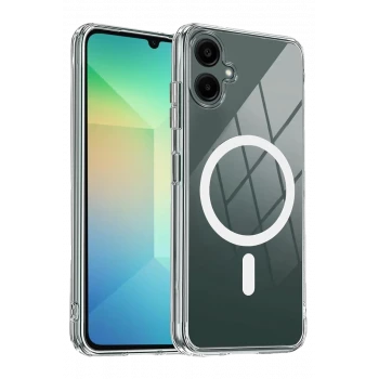 Newface Samsung Galaxy A06 Combo Sert Şeffaf Magsafe Kapak - Şeffaf