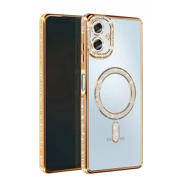 Newface Samsung Galaxy A06 Joke Simli Magneticsafe Kılıf - Gold
