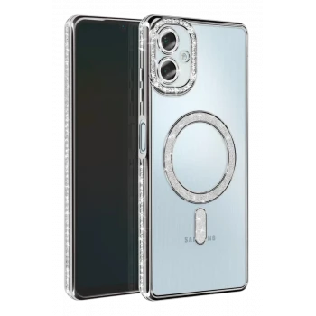 Newface Samsung Galaxy A06 Joke Simli Magneticsafe Kılıf - Gümüş