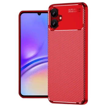 Newface Samsung Galaxy A06 Kılıf Auto Focus Karbon Kapak - Kırmızı