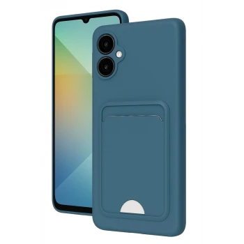 Newface Samsung Galaxy A06 Kılıf Kelvin Kartvizitli Silikon - Mavi