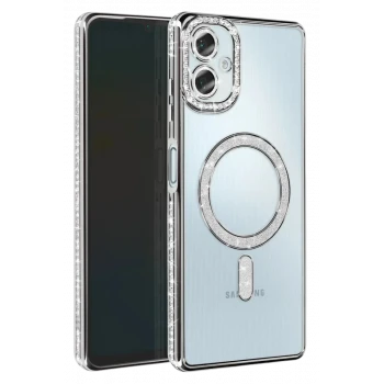 Newface Samsung Galaxy A07 4G Joke Simli Magneticsafe Kılıf - Gümüş