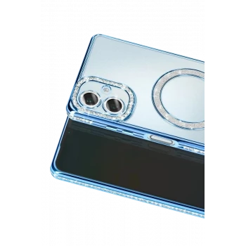 Newface Samsung Galaxy A07 4G Joke Simli Magneticsafe Kılıf - Mavi
