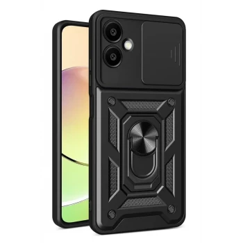 Newface Samsung Galaxy A07 4G Pars Lens Yüzüklü Silikon - Siyah