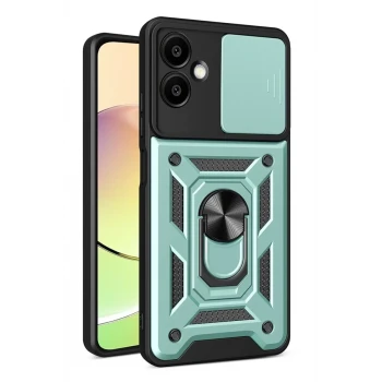 Newface Samsung Galaxy A07 4G Pars Lens Yüzüklü Silikon - Yeşil