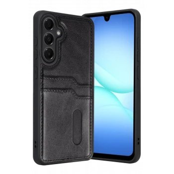 Newface Samsung Galaxy A17 5G Sara Kartvizitli Deri Kılıf - Siyah