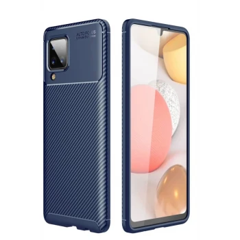 Newface Samsung Galaxy A22 Kılıf Auto Focus Karbon Kapak - Lacivert