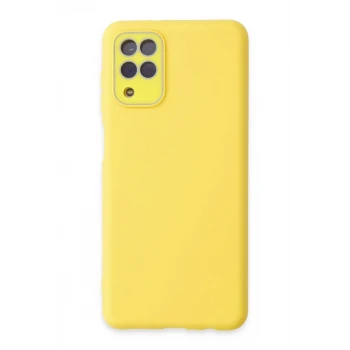 Newface Samsung Galaxy A22 Kılıf Lansman Glass Kapak - Sarı