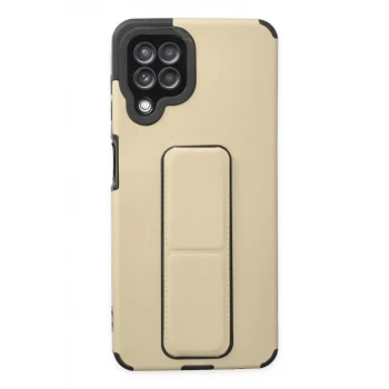 Newface Samsung Galaxy A22 Kılıf Mega Standlı Silikon - Gold