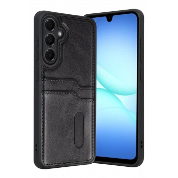 Newface Samsung Galaxy A37 5G Sara Kartvizitli Deri Kılıf - Siyah