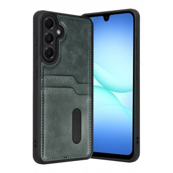 Newface Samsung Galaxy A37 5G Sara Kartvizitli Deri Kılıf - Yeşil