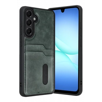 Newface Samsung Galaxy A37 5G Sara Kartvizitli Deri Kılıf - Yeşil