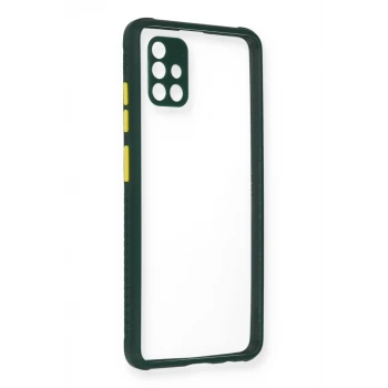 Newface Samsung Galaxy A71 Kılıf Miami Şeffaf Silikon - Koyu Yeşil