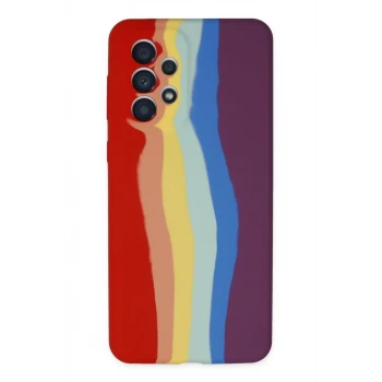 Newface Samsung Galaxy A73 5G Kılıf Ebruli Lansman Silikon - Kırmızı-Mor