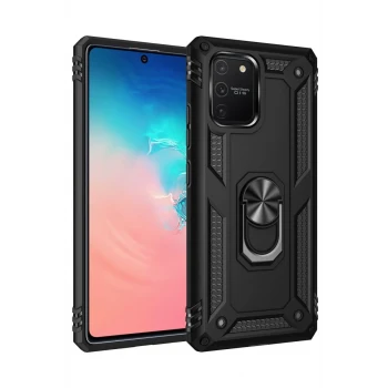 Newface Samsung Galaxy A91 / S10 Lite Kılıf Sofya Yüzüklü Silikon Kapak - Siyah