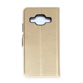 Newface Samsung Galaxy J5 Trend S Plus Kapaklı Kılıf - Gold
