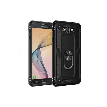 Newface Samsung Galaxy J7 Kılıf Sofya Yüzüklü Silikon Kapak - Siyah