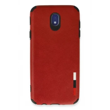 Newface Samsung Galaxy J7 Pro / J730 Kılıf Loop Deri Silikon - Kırmızı