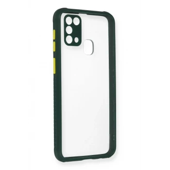 Newface Samsung Galaxy M31 Kılıf Miami Şeffaf Silikon - Koyu Yeşil