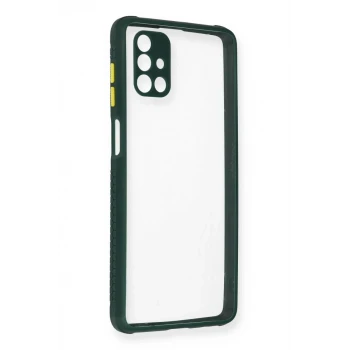 Newface Samsung Galaxy M51 Kılıf Miami Şeffaf Silikon - Koyu Yeşil