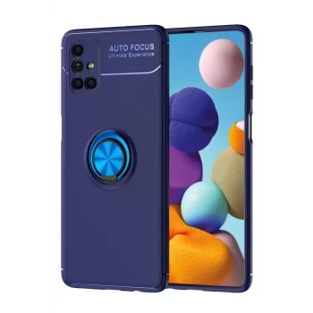 Newface Samsung Galaxy M51 Kılıf Range Yüzüklü Silikon - Mavi