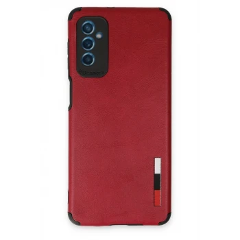 Newface Samsung Galaxy M52 5G Kılıf Loop Deri Silikon - Kırmızı