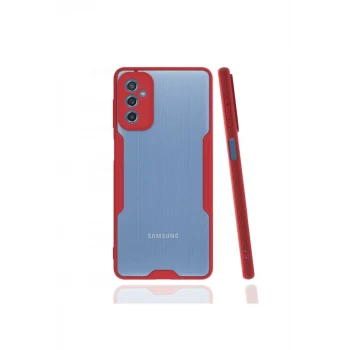 Newface Samsung Galaxy M52 5G Kılıf Platin Silikon - Kırmızı
