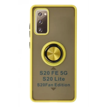Newface Samsung Galaxy S20 FE Kılıf Montreal Yüzüklü Silikon Kapak - Sarı