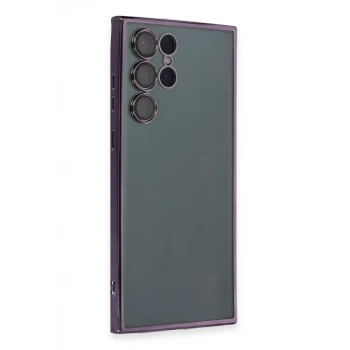 Newface Samsung Galaxy S22 Ultra Kılıf Razer Lensli Silikon - Mor