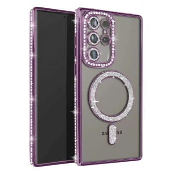 Newface Samsung Galaxy S23 Ultra Joke Simli Magneticsafe Kılıf - Derin Mor