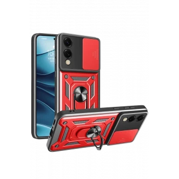 Newface Samsung Galaxy S25 Edge Pars Lens Yüzüklü Silikon - Kırmızı