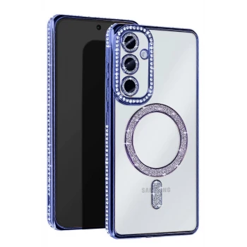 Newface Samsung Galaxy S25 Kılıf Joke Simli Magneticsafe Kılıf - Mavi