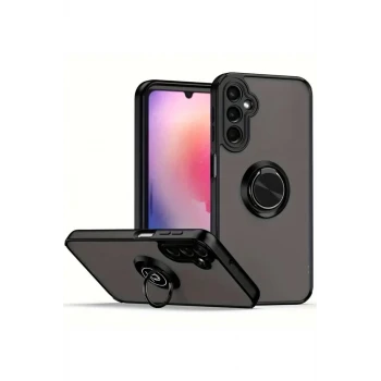Newface Samsung Galaxy S25 Plus Kılıf Montreal Yüzüklü Silikon Kapak - Siyah