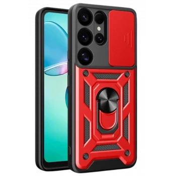 Newface Samsung Galaxy S26 Ultra Pars Lens Yüzüklü Silikon - Kırmızı