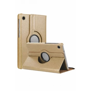 Newface Samsung Galaxy Tab A11 360 Tablet Deri Kılıf - Gold