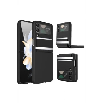Newface Samsung Galaxy Z Flip 3 Kılıf Belt Flip Kapak - Siyah