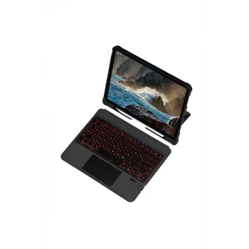 Newface Apple T5209D iPad Pro 12.9 (2021) Kılıf İnter Ledli Klavyeli Tablet Kılıfı - Siyah