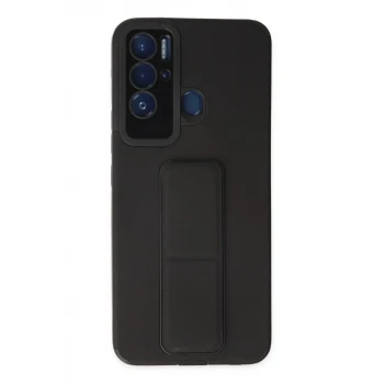 Newface Tecno Pova Neo Kılıf Mega Standlı Silikon - Siyah
