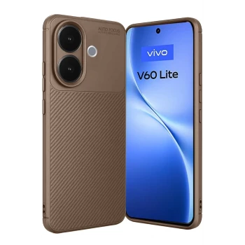 Newface Vivo V60 Lite Auto Focus Karbon Kapak - Kahverengi
