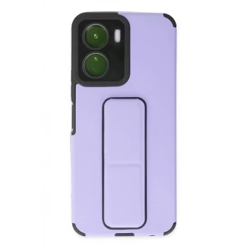 Newface Vivo Y16 Kılıf Mega Standlı Silikon - Lila
