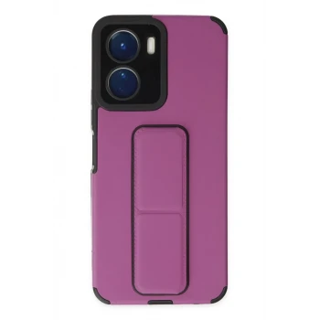 Newface Vivo Y16 Kılıf Mega Standlı Silikon - Mor