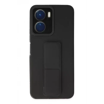 Newface Vivo Y16 Kılıf Mega Standlı Silikon - Siyah