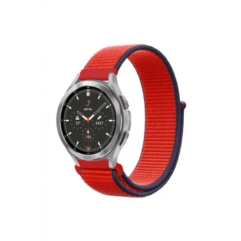 Newface Watch 22mm Hasırlı Cırtcırtlı Kordon - Kırmızı