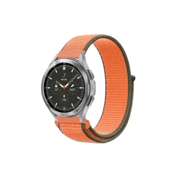 Newface Watch 22mm Hasırlı Cırtcırtlı Kordon - Turuncu