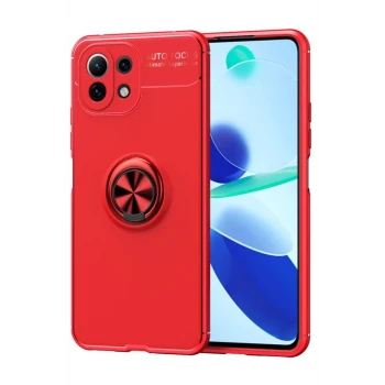 Newface Xiaomi Mİ 11 Lite Kılıf Range Yüzüklü Silikon - Kırmızı