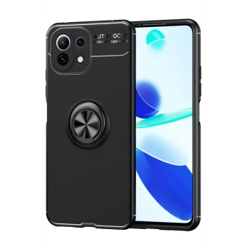 Newface Xiaomi Mİ 11 Lite Kılıf Range Yüzüklü Silikon - Siyah